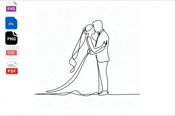 Download Bride Groom Couple Line Art SVG Wedding - Premium Resources