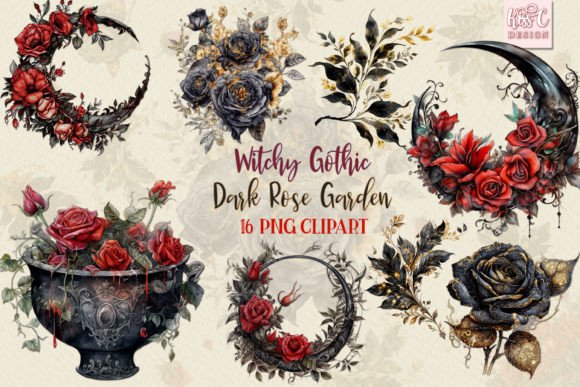 Download Witchy Gothic Dark Roses Sublimation PNG - Sublimation png Collection