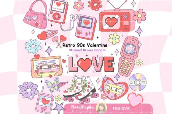 Download 90s Digital Aesthetic Set, Y2K Love - Aesthetic Collection